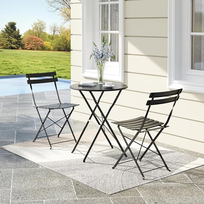 GarveeLife 3-Piece Folding Bistro Set, Foldable Patio Furniture Set - Image 8