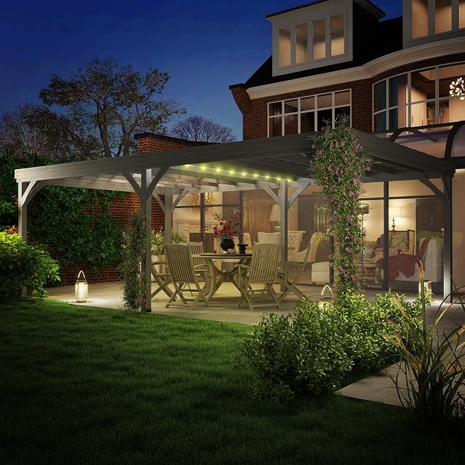 Outsunny 12' x 20' Outdoor Pergola, Wood Gazebo Grape Trellis - Image 6