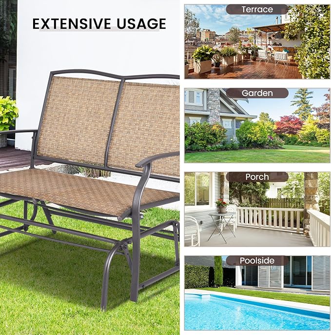 Giantex Patio Glider Bench, 400 Lbs Capacity, Steel Frame, Outdoor Swing Chair - Image 7