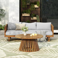 Merax Outdoor Acacia Wood Conversation Set, 3-Seat Loveseat Sofa w/Coushion and by Merax
