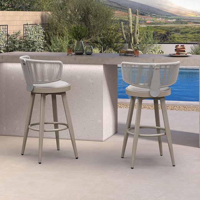 PURPLE LEAF Outdoor Bar Stools Set of 2 30 Inch Patio Swivel Bar Stool Chairs - Image 3