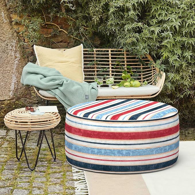 LVTXIII Outdoor Inflatable Ottoman, Fade-Resistant Round Footrest Stool D31”x - Image 2