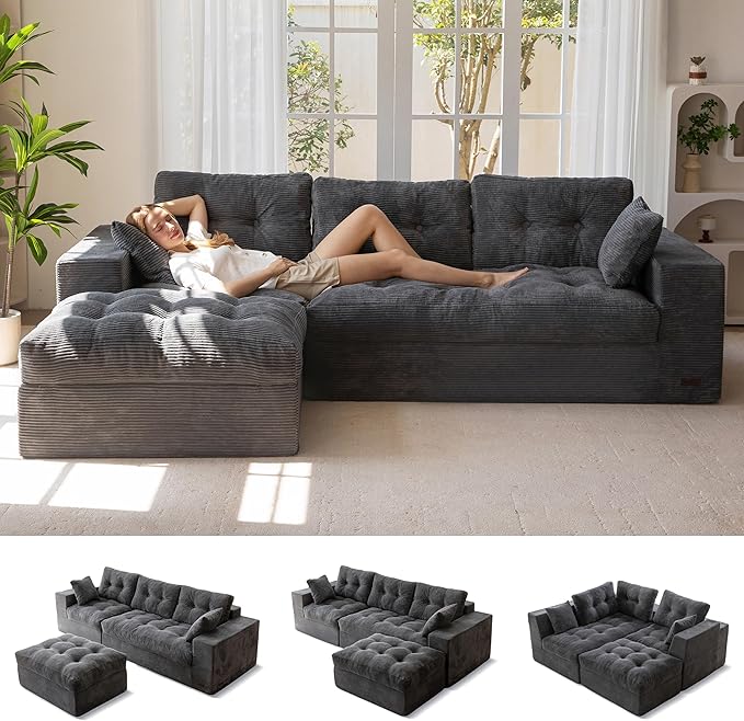 MAXYOYO 104" L Shaped Modular Sectional Sofa by MAXYOYO