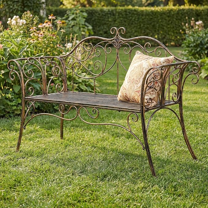 HLC Garden Bench Metal Outdoor Benchs - Image 2