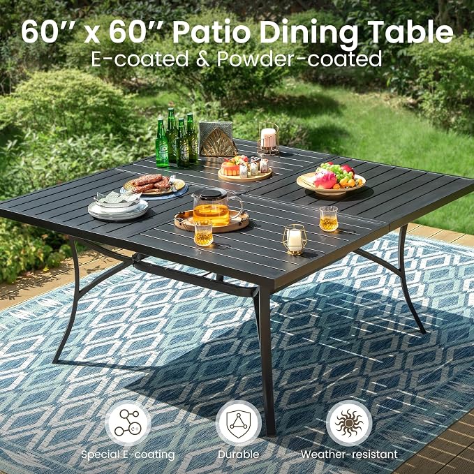 PHI VILLA 9 Pieces Square Outdoor Dining Set - Image 6