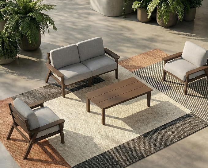 HDPE 5 Piece Patio Furniture Set, Outdoor Sectional Furniture by PatioKingdom
