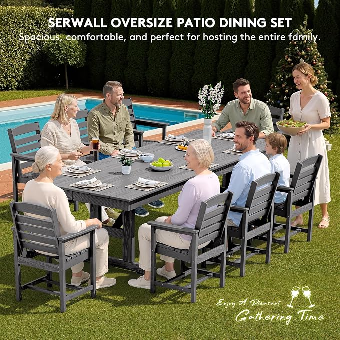 SERWALL 9 Piece Outdoor Dining Set - Image 8