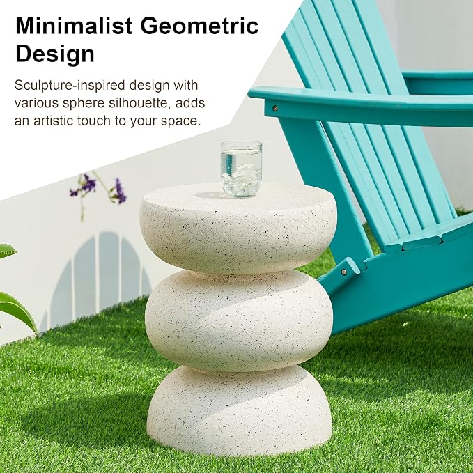 Glitzhome Outdoor Side Table, Heavy Duty Indoor Outdoor Round Planter Stand - Image 6