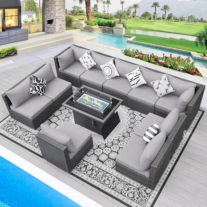 BULEXYARD 11 Piece High Back Patio Furniture Set by BULEXYARDFURNITURE