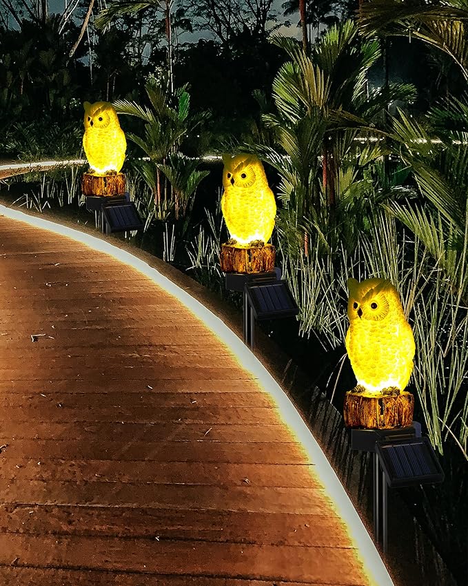 iStatue 4PC Solar Owl Garden Stake Lights Gifts - Image 5