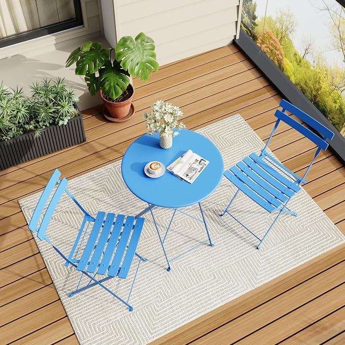 GarveeLife 3-Piece Folding Bistro Set, Foldable Patio Furniture Set - Image 3