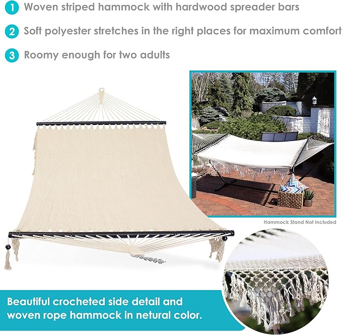 Sunnydaze Woven Double Hammock for Outside - Image 2