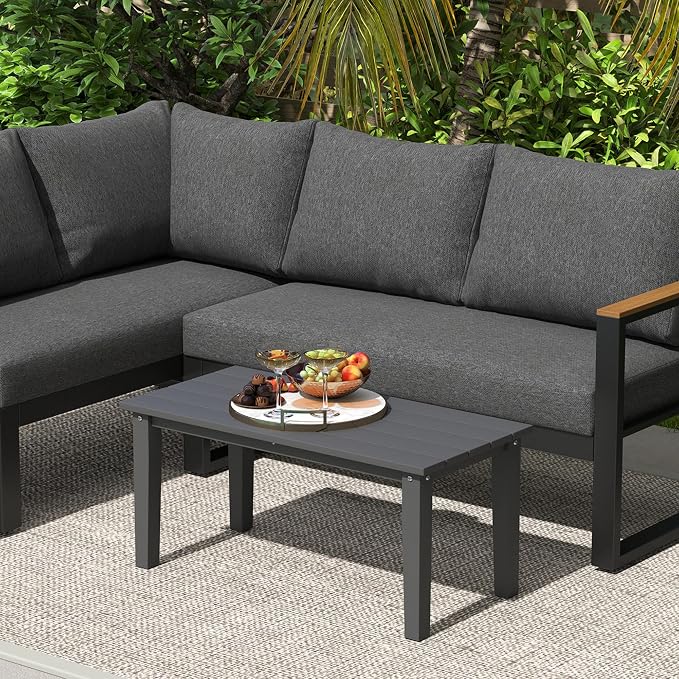 Outsunny HDPE Outdoor Coffee Table, All-Weather Rectangle Patio Coffee Table - Image 9
