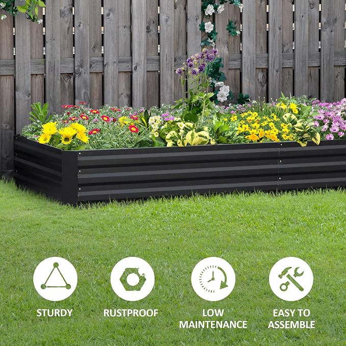 Outsunny Galvanized Raised Garden Bed, - Image 5
