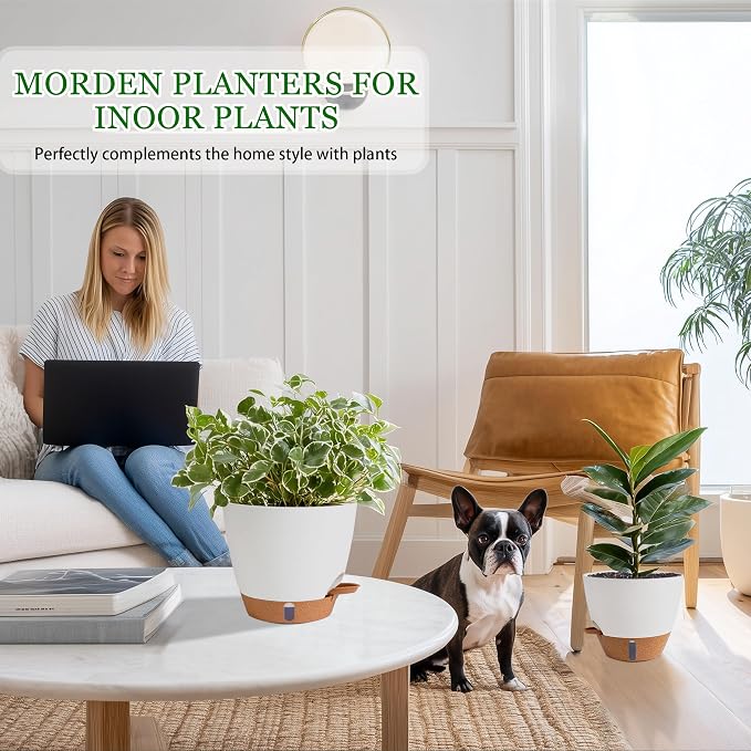 Self Watering Pots for Inoor Ourdoor Plants 10/9/8/7/6.5 Inch Plastic Planters - Image 2