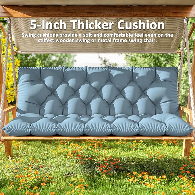 Porch Swing Cushion with Backrest 2-3 Seater Outdoor Bench Cushions Waterproof - Image 6