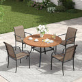 VICLLAX Patio Table and Chair Set of 4, All Weather Metal Round Outdoor Dining by HOME