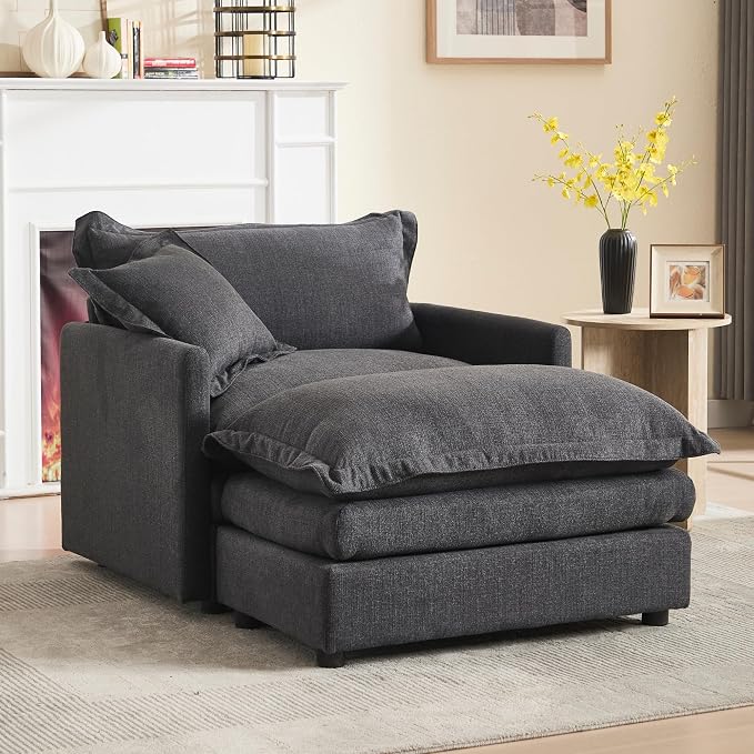 Oversized Chair with Ottoman Upholstered Comfy Single Sofa Chaise Lounge Chair - Image 5