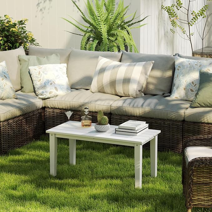 Outsunny HDPE Outdoor Coffee Table, All-Weather Rectangle Patio Coffee Table - Image 8