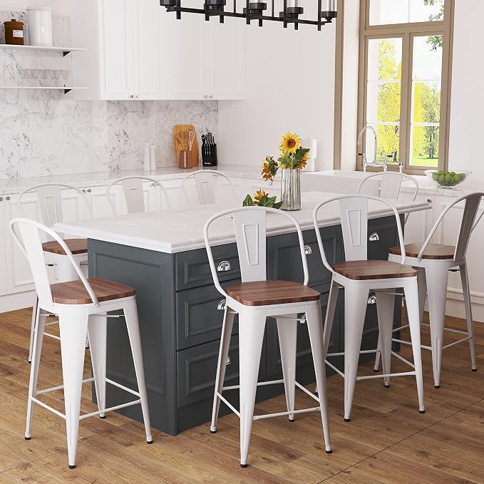 Aklaus Metal Bar Stools Set of 4, 24 inch Barstools Counter Height Bar Stool - Image 7