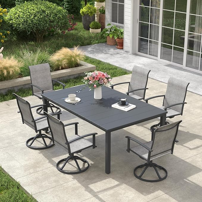 VICLLAX Outdoor Table for 6, Metal Patio Dining Table - Image 6