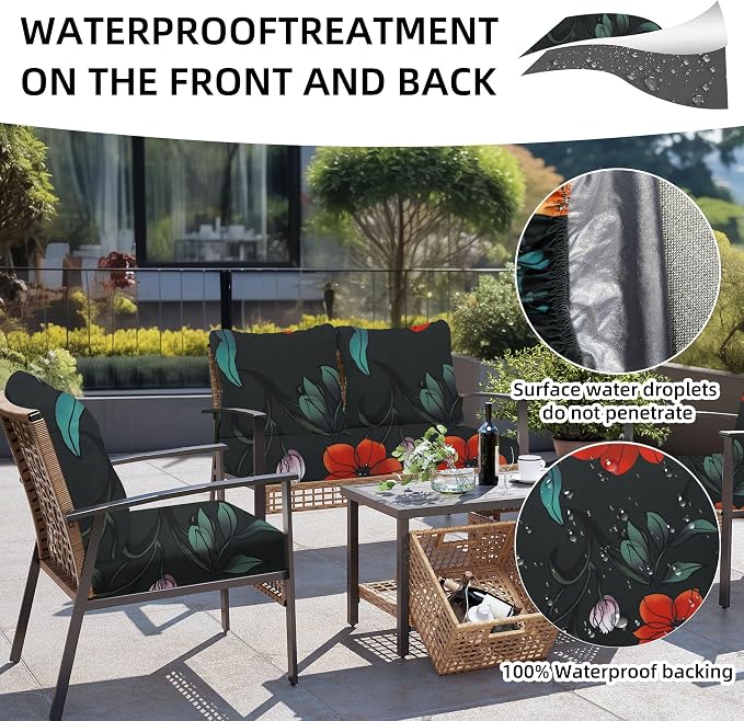 8Pcs Outdoor Cushion Covers, Patio Cushion Covers, Stretch Elastic Slipcovers - Image 4