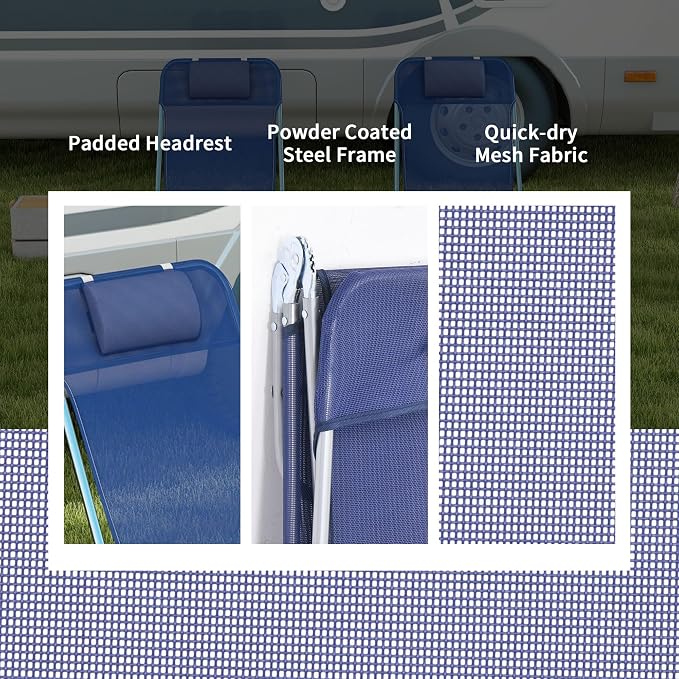 Outsunny 2 Piece Folding Chaise Lounge Chairs, Pool Sun Tanning Chairs - Image 6