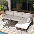 4 Piece Modern Outdoor Sectional Sofa, Weather-Resistant Metal Frame and by VredHom