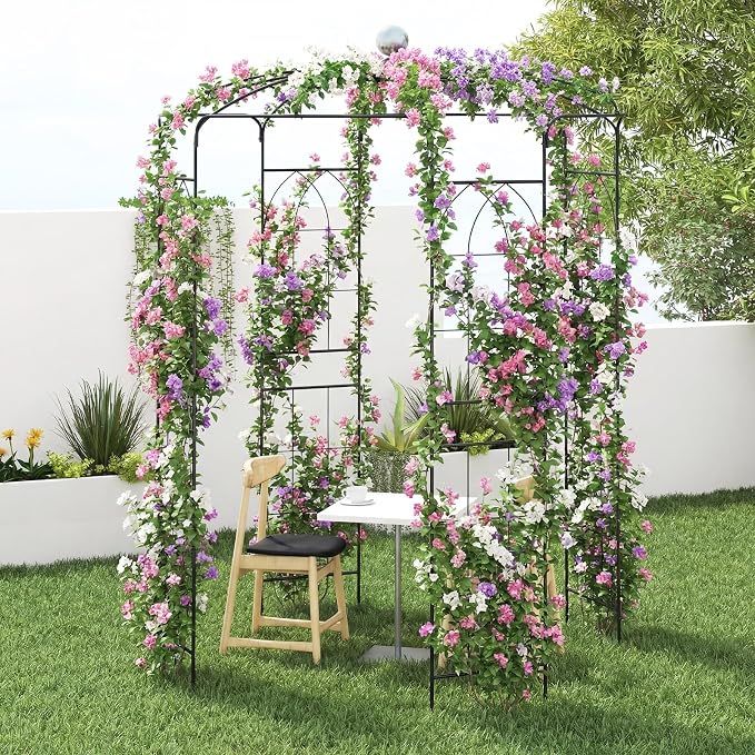 LDAILY Birdcage Shape Garden Arch, 9.3 x 6.5FT Arbor - Image 8