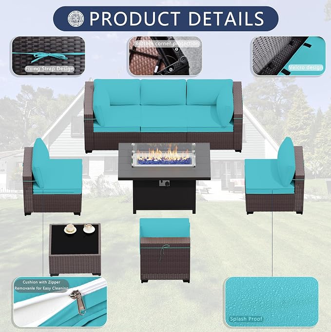 Outdoor Terrace Furniture Set, 8 Piece Outdoor Furniture Set, - Image 5