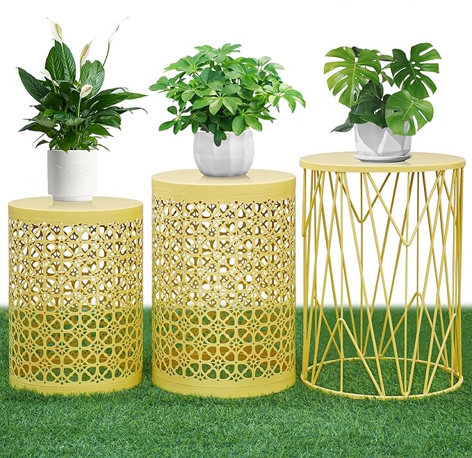 HFHOME Set of 3 Heavy-Duty Round End Table, Side Table, Coffee Table by HFHOME