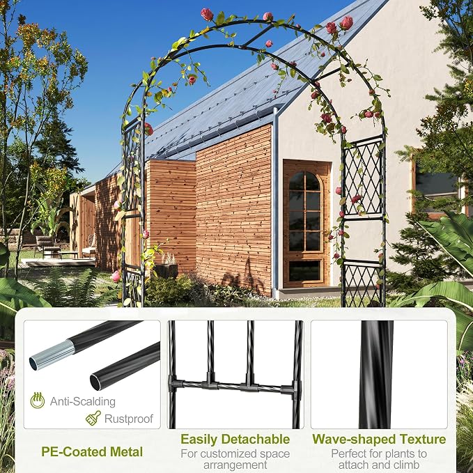 Metal Garden Arbor & Wedding Arch, 86.6" x 47"Rust-Resistant Iron Trellis - Image 3