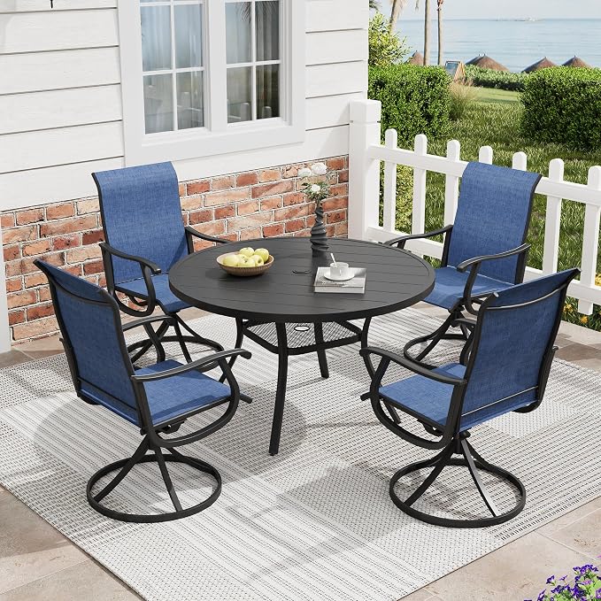 Patio Dining Table for 4, Round Metal Outdoor Table - Image 2