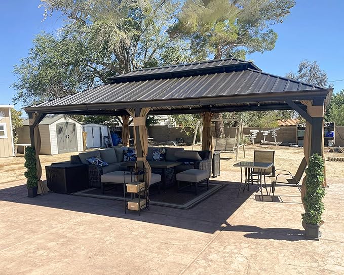 PURPLE LEAF 13' X 20' Outdoor Hardtop Gazebo Patio Wide Aluminum Frame by PURPLELEAF