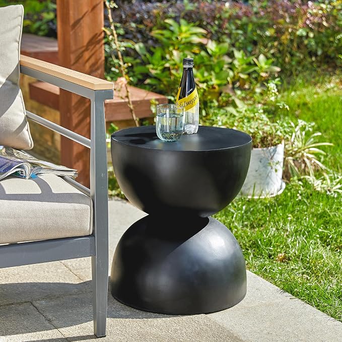 Glitzhome Outdoor Side Tables Set of 2, Heavy Duty Patio Sturdy Faux Terrazzo - Image 2