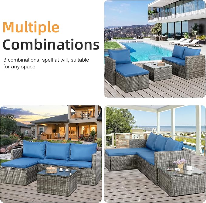 Shintenchi Outdoor Patio Furniture Sets, Small Outdoor Sofa Patio Sectional - Image 7