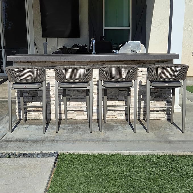 PURPLE LEAF Bar Stool Set of 4 Outdoor Barstool by PURPLELEAF