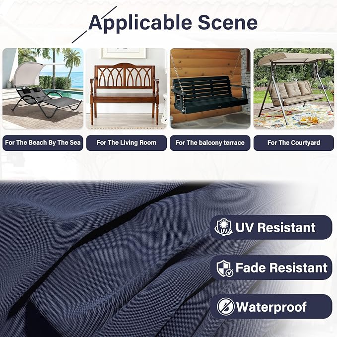 Porch Swing Cushion with Backrest, Waterproof Bench Cushion - Image 5