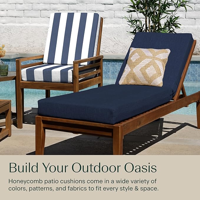 Honeycomb Outdoor Heritage Chaise, 23 x 75, Textured Solid Indigo Blue Chair - Image 3