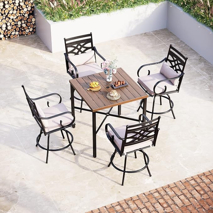 Sophia & William Outdoor Patio Bar Set 5 Piece High Dining Table and Chairs - Image 6