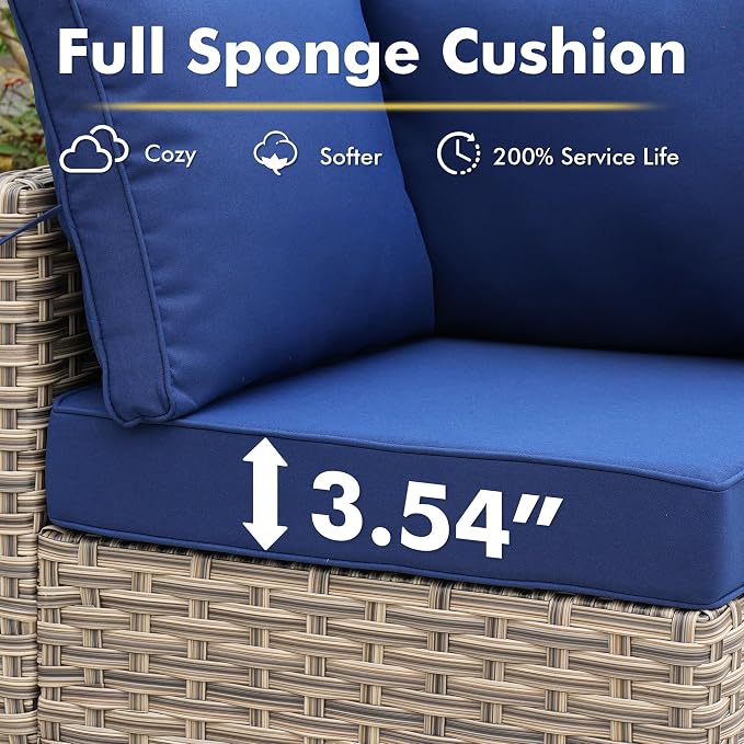 11-Piece Outdoor Sectional Sofa Set w/ 54" Fire Pit – L-Shaped Wicker Patio - Image 5