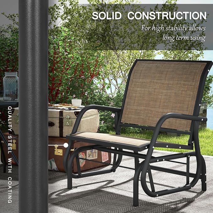 Outsunny Porch Glider Set of 2, Metal Frame Swing Glider Chair - Image 6