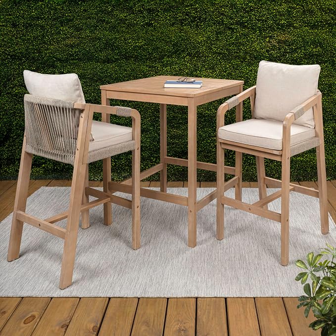 JONATHAN Y DNG2005A-3SET Porto Modern Coastal 3-Piece Acacia Wood Outdoor - Image 2