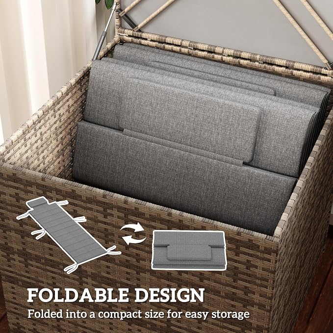 Outsunny Outdoor Lounge Chair Cushion Set of 2, Foldable Patio Chaise Lounge - Image 6