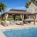 EROMMY 14'x24' Hardtop Gazebo Double Roof Galvanized Steel Outdoor Gazebos by EROMMY
