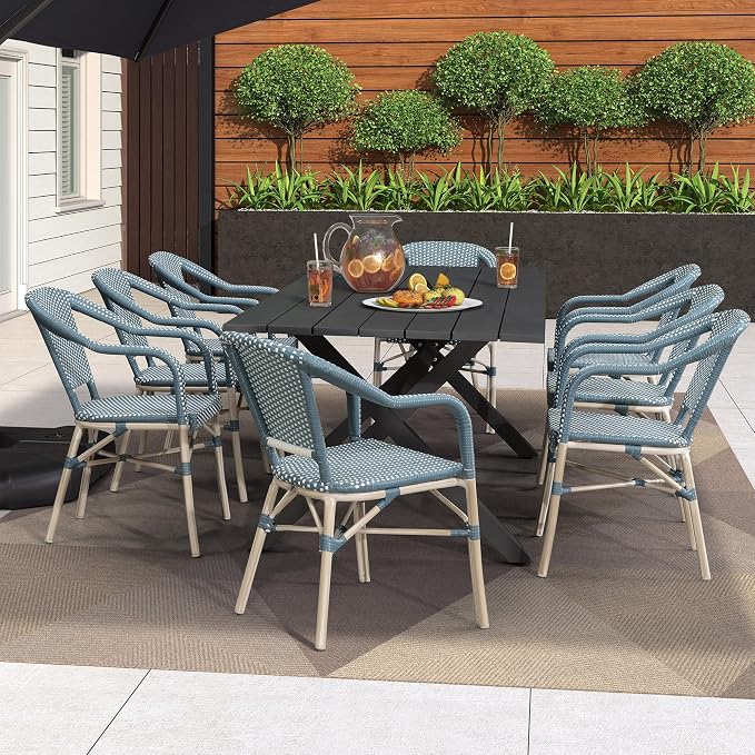 PURPLE LEAF Dining Chair Set of 2 Outdoor French Bistro Chairs Hand-Woven - Image 3