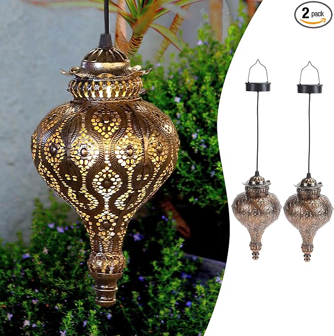 Solar Moroccan Lantern Outdoor Garden Decor Solar Lanterns Outdoor Waterproof by JOLUSIA