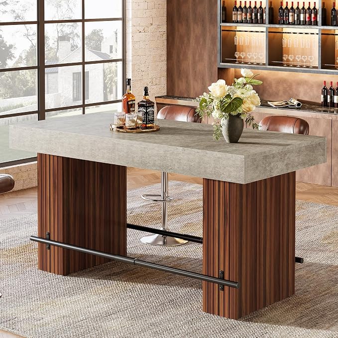 Tribesigns 62.2 Inch Bar Table, Industrial Bar Height Counter Table, - Image 5