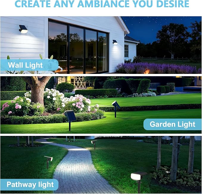 Solar Lights Outdoor Waterproof IP65, Auto On/Off, 6000K 2 Lighting Modes - Image 7
