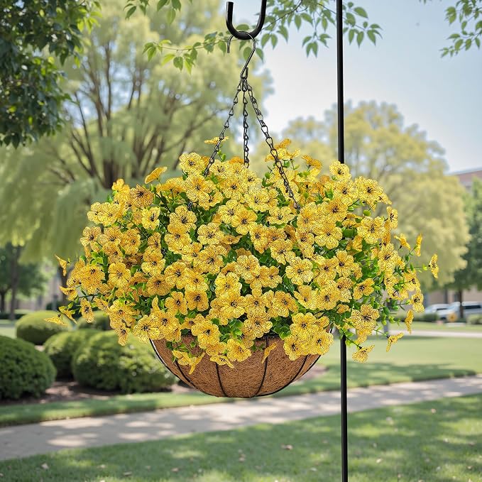 Artificial Faux Hanging Mums Plants Flowers Basket - Image 5